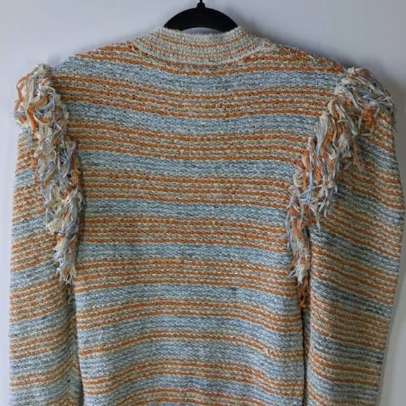 Ulla Johnson Arquette Fringed Striped Cotton-Blend Pullover Sweater in Bergamot - Picture 11 of 16